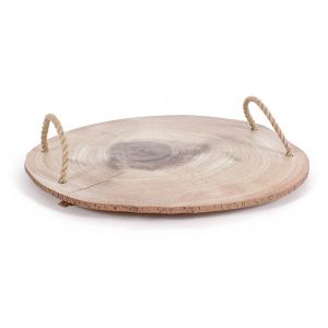 Tray - Wood Slice with Rope Handles 40 cm
