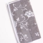 Hand Towel - Flower Pattern in Gray/Gold 34×75 cm