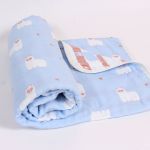 Blanket for Children with Llama Pattern, Blue, 110×110 cm