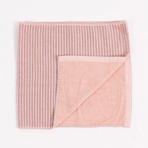 Hand Towel - Faded Pink/Green with White Straps, 34×75 cm ― Contieurope