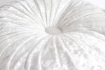 Velvety Round Cushion in White, 30 cm