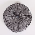 Velvety Round Cushion in Gray, 35 cm